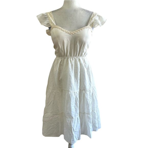 Unbranded Cream Boho Embroidered Tiered Indie Summer Dress - Picture 1 of 4